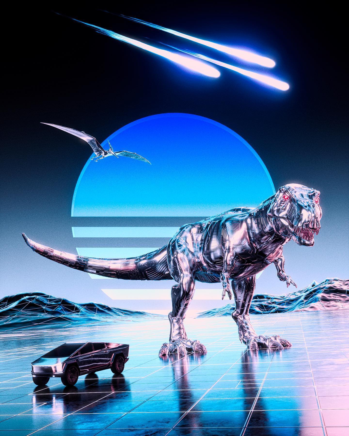 Chrome T-Rex Cybertruck