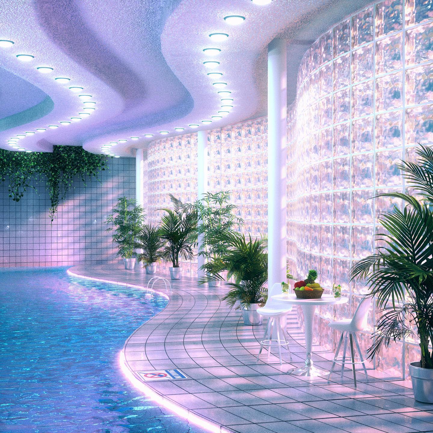 Vaporwave Pool Interior