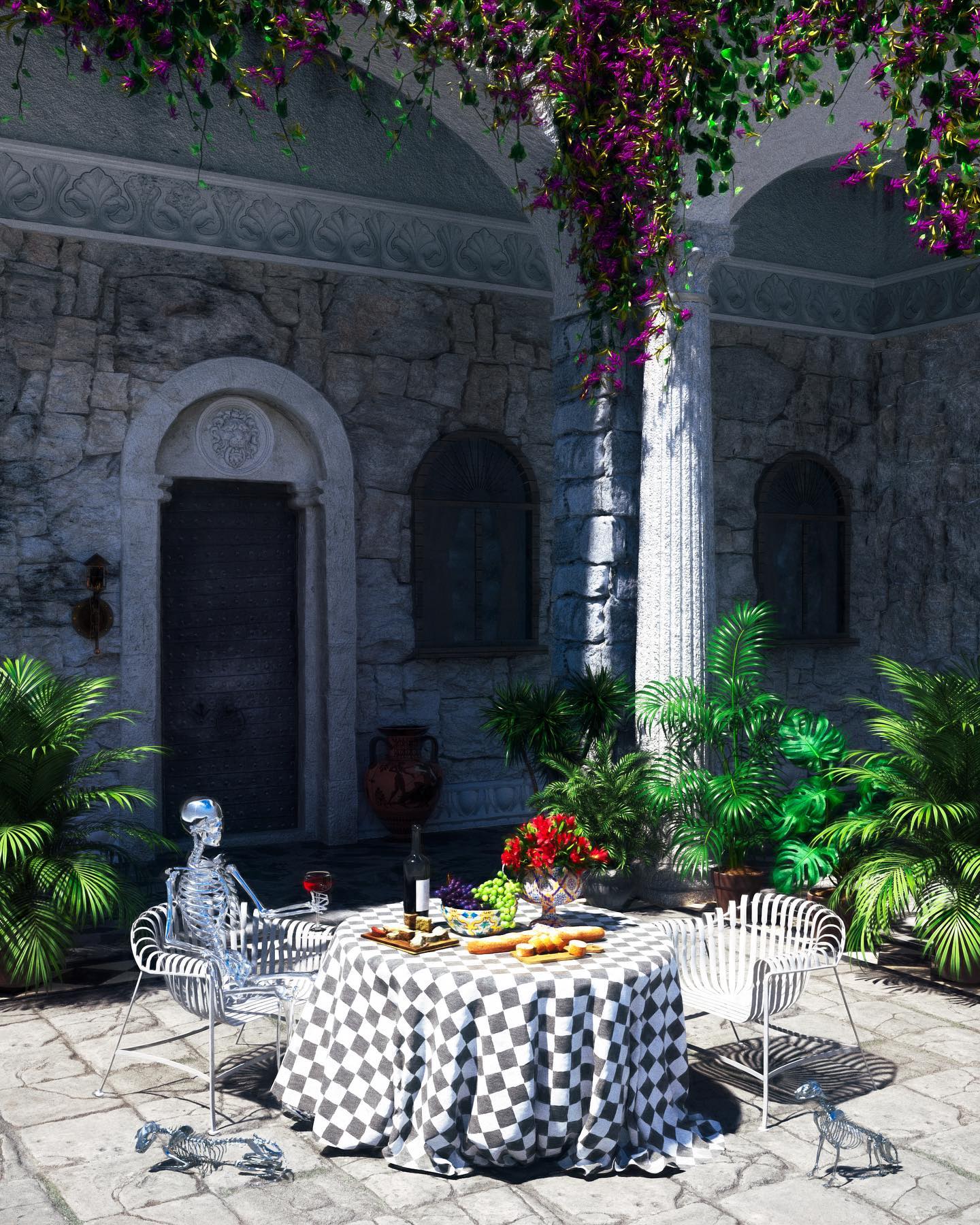 Skeleton Italian Courtyard